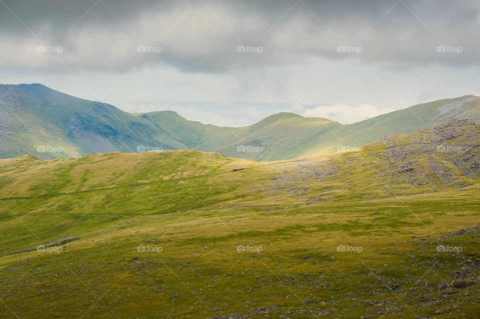 Mountain train in highlands. Snowdonia National Park. Wales. UK.