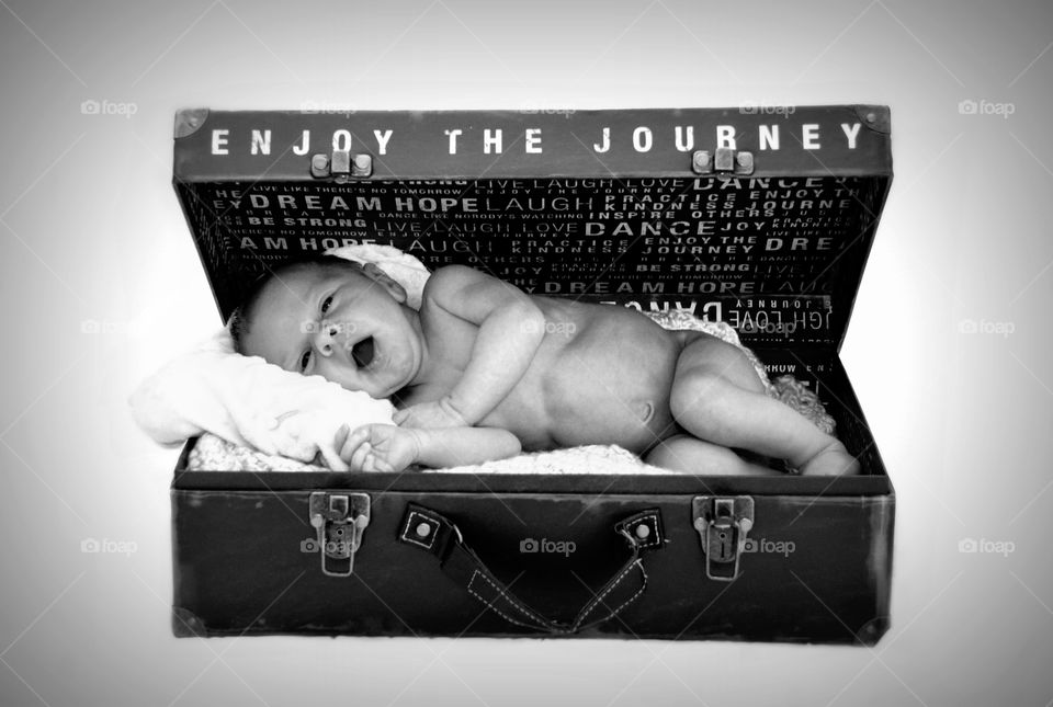 Baby, Portrait, journey, suitcase, newborn 