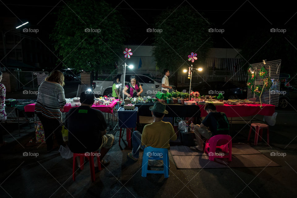 Street market in Thailand at night