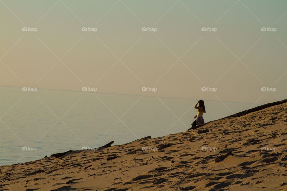 walk down the hill. a girl walking down the hill