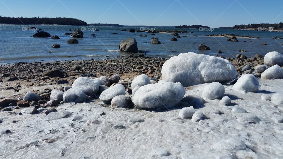 icy rocks at Naskeag Point