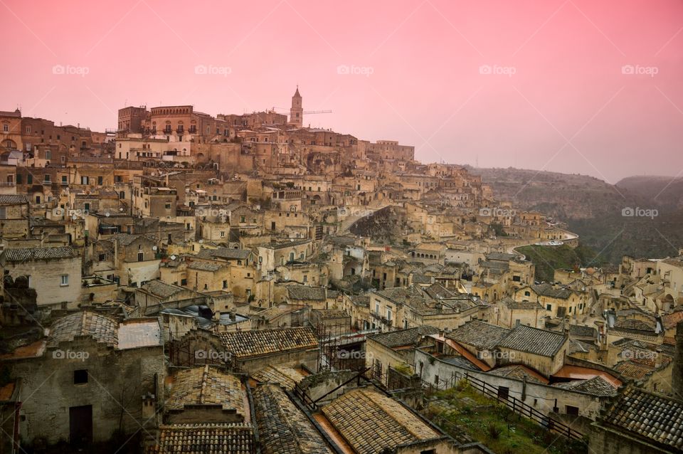 the historic and beautiful Italian city of Matera with its striking stones