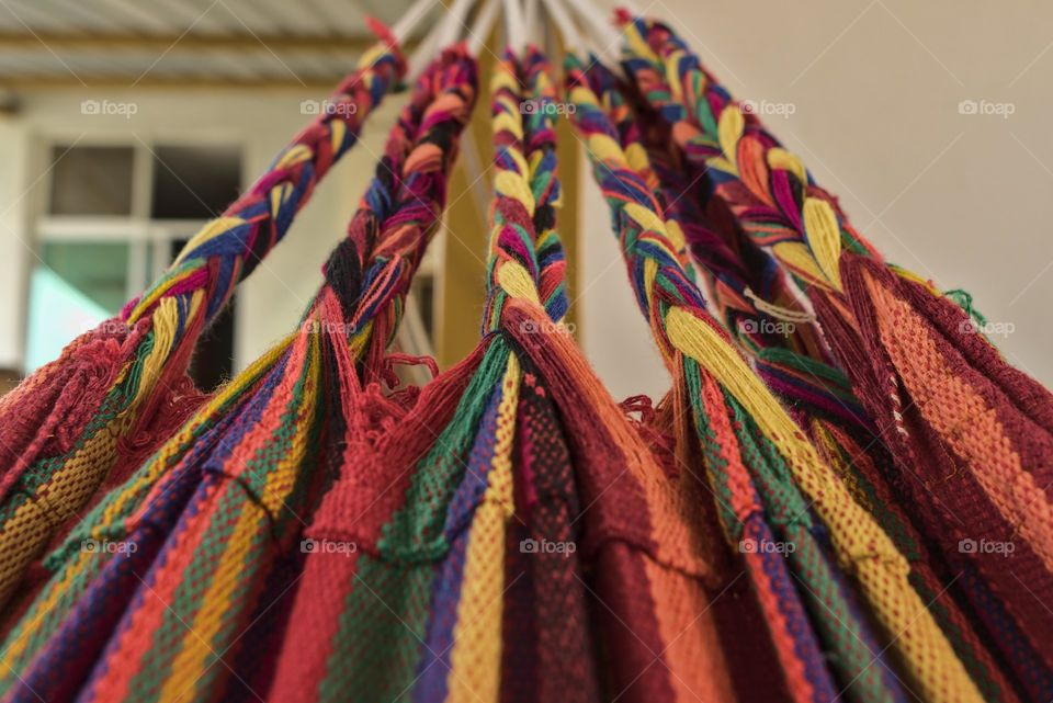 Yarns of a colorful summer hammock