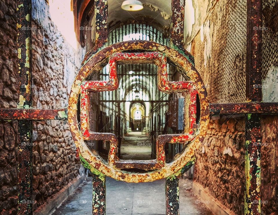 Looking through to the abandoned cells