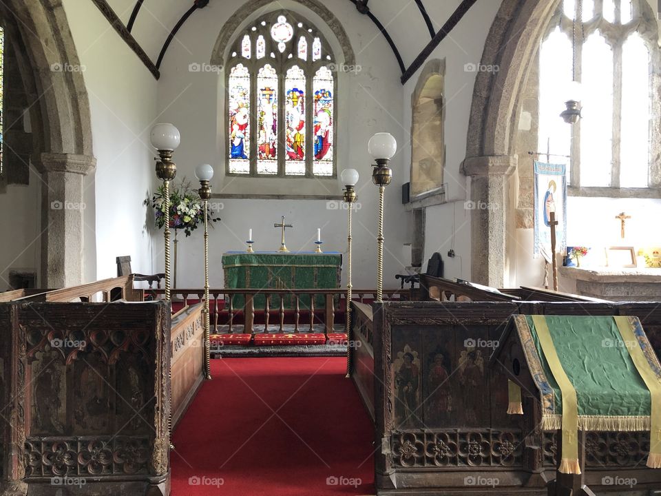 I am now taking us inside St Pancras Church in Widecombe. Devon. This was the main altar.