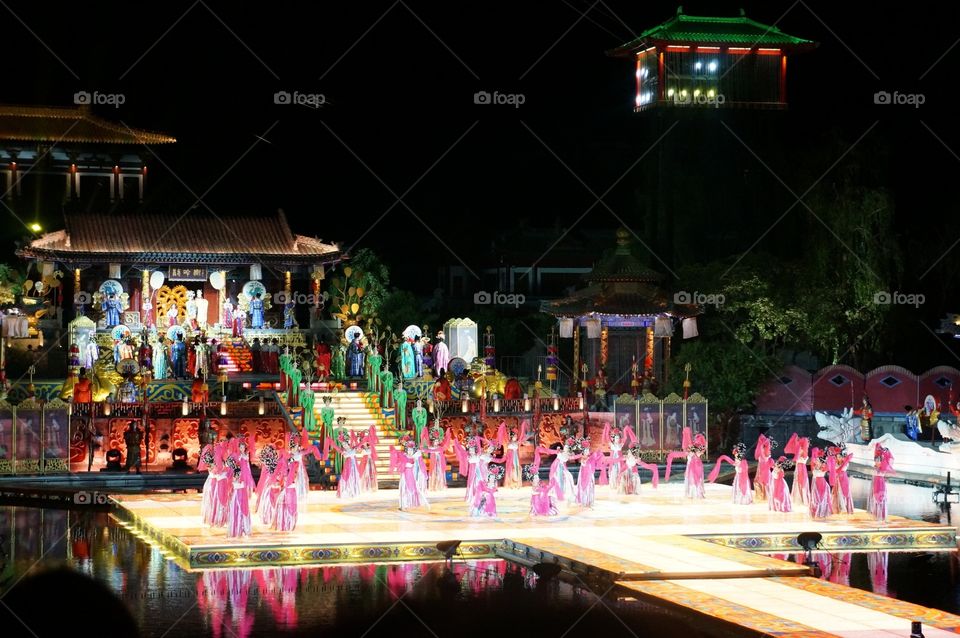 Huaqing hot spring show in China. 