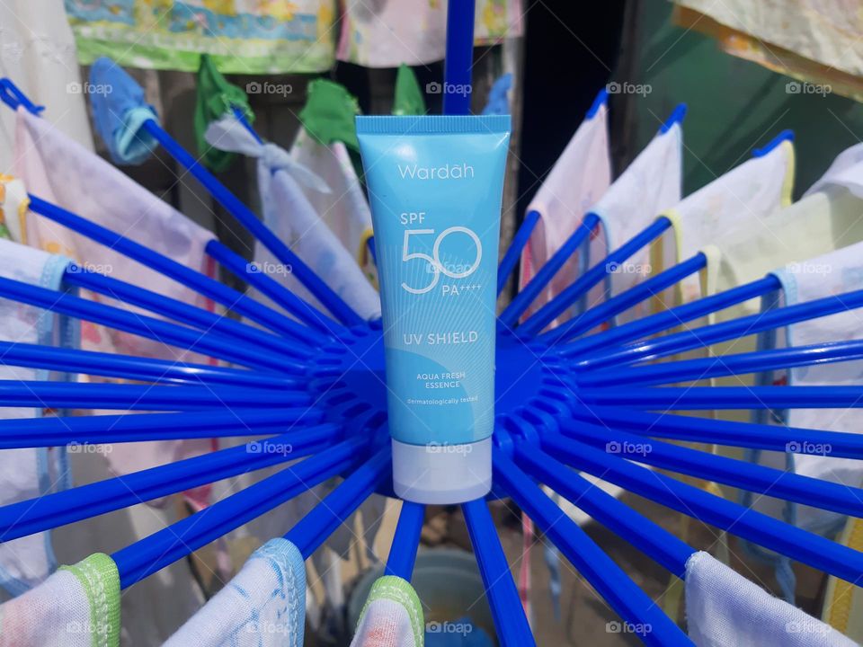 Wardah beauty products, on the clothesline