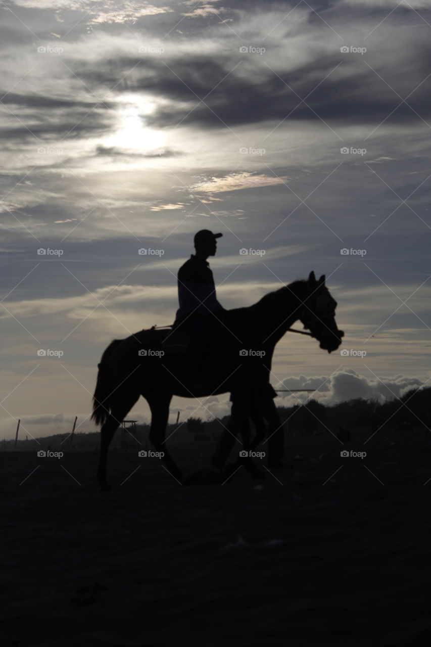 Sunset, Backlit, Cavalry, Silhouette, Evening