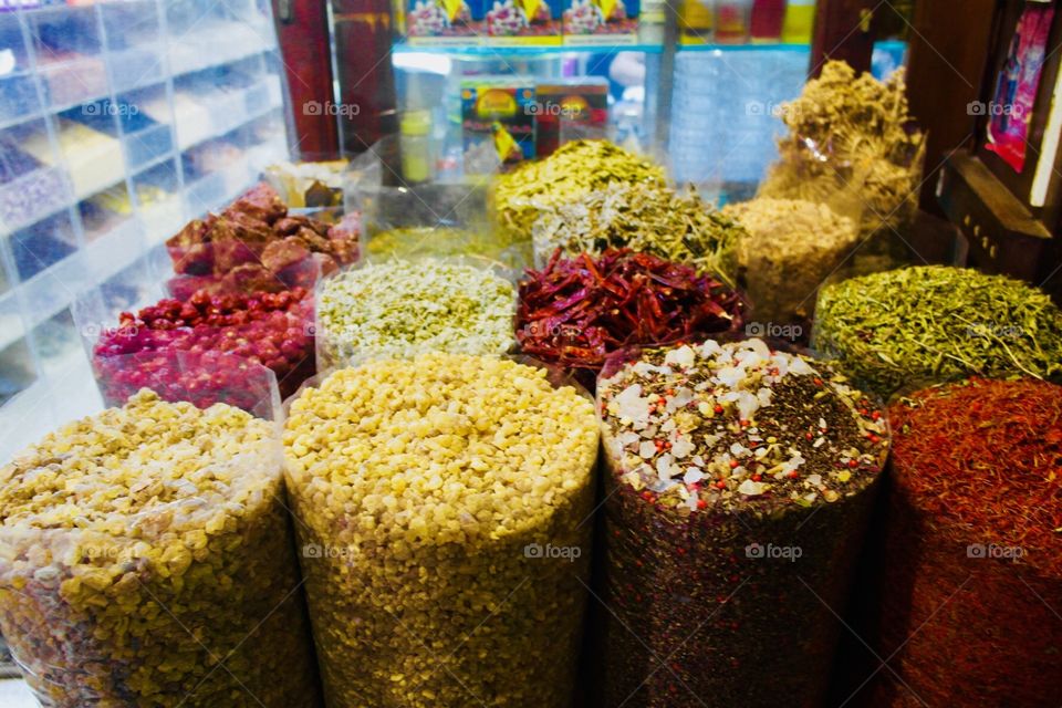 Spice market in Dubai bazaar
