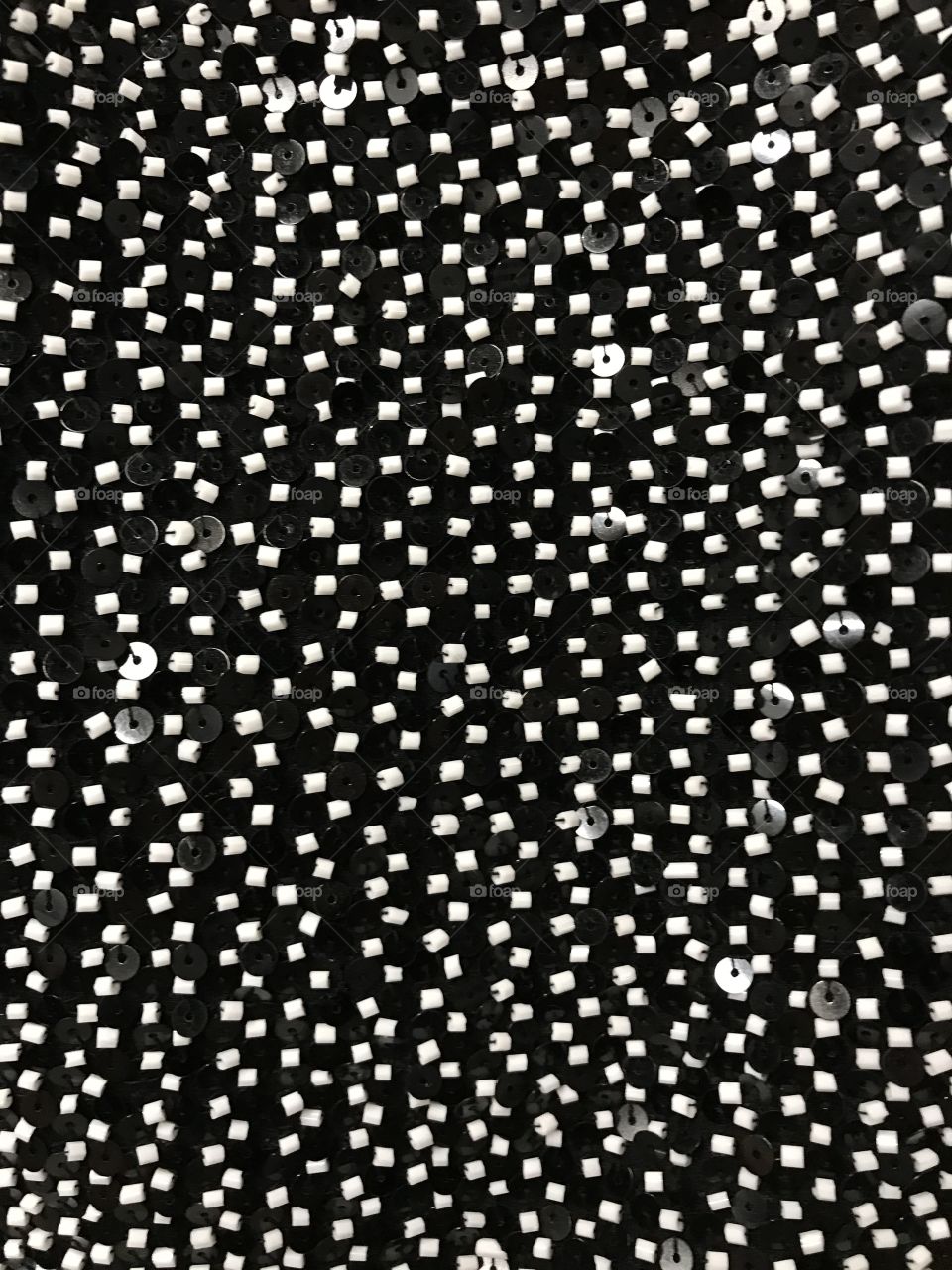 Black and white sequins and beads