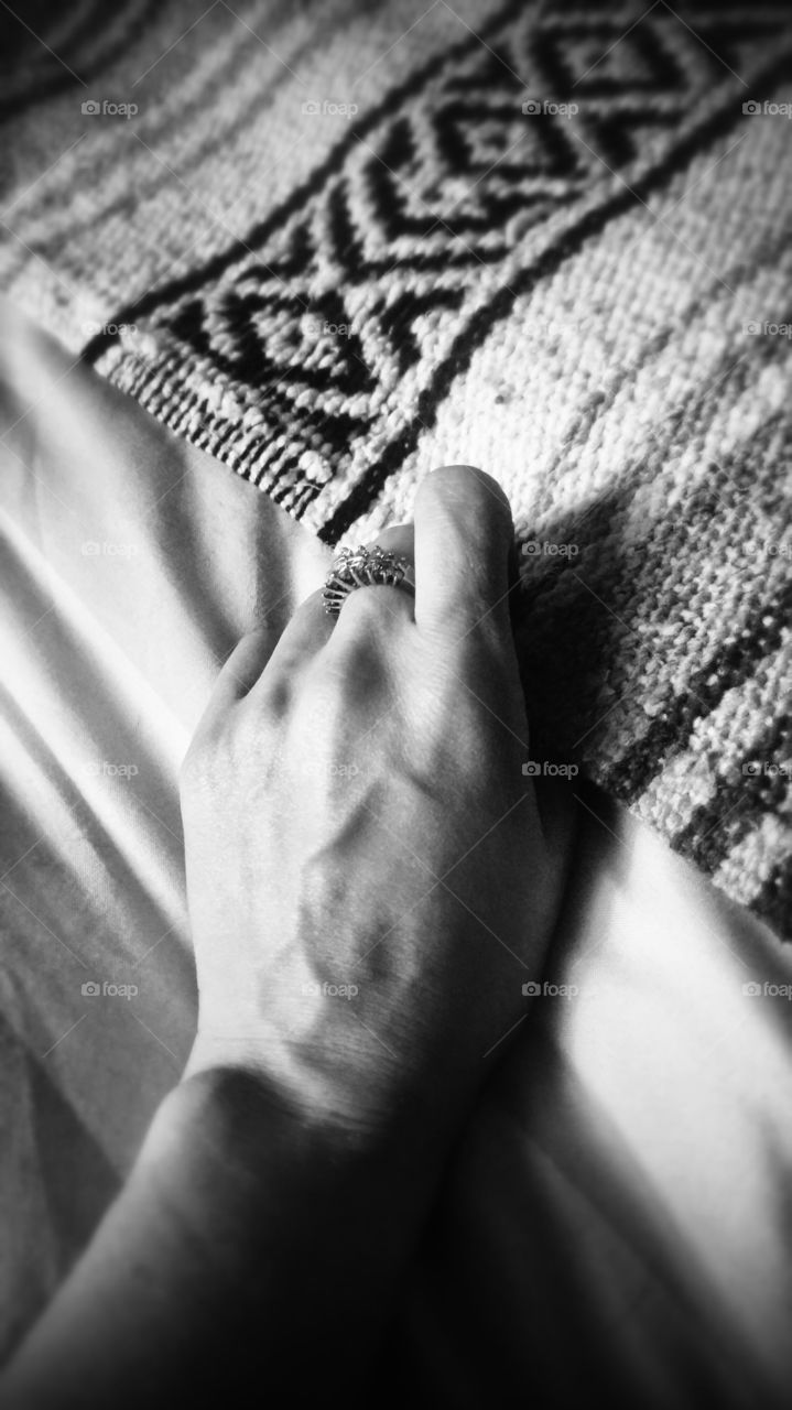 black and white hand modeling jewelry