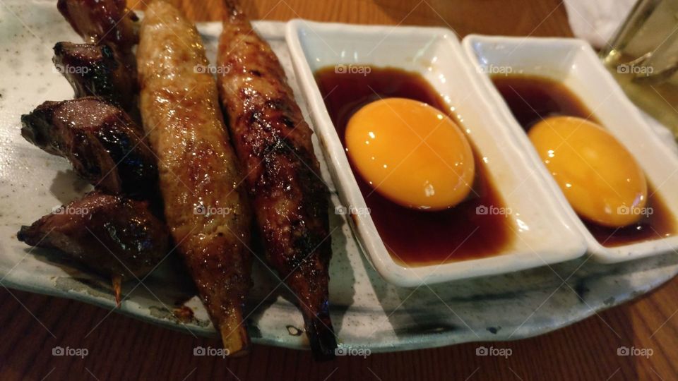 Yakitori with Pasteurized Egg