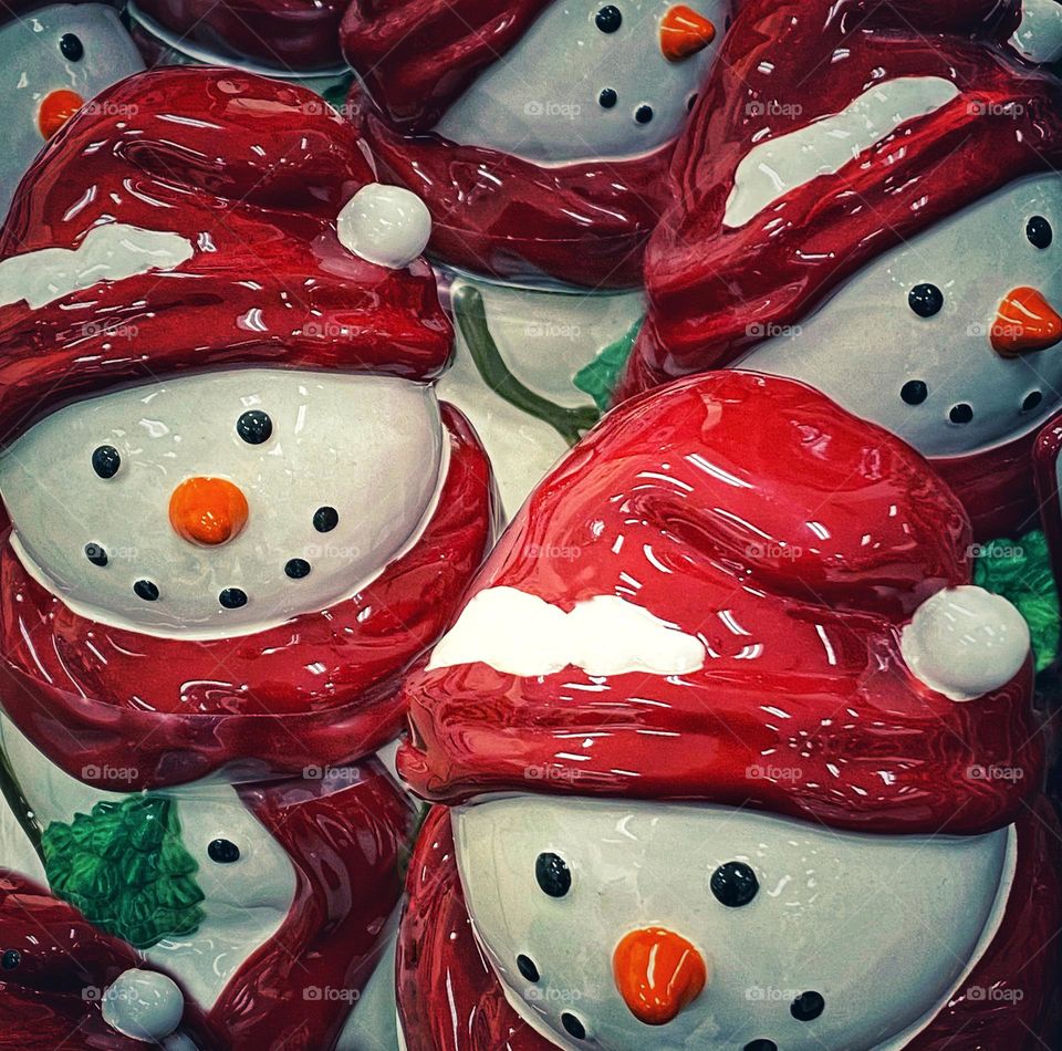 Christmas snowmen cookie jars