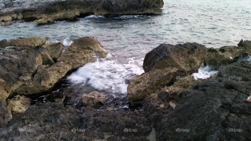 Water crashing on rocks