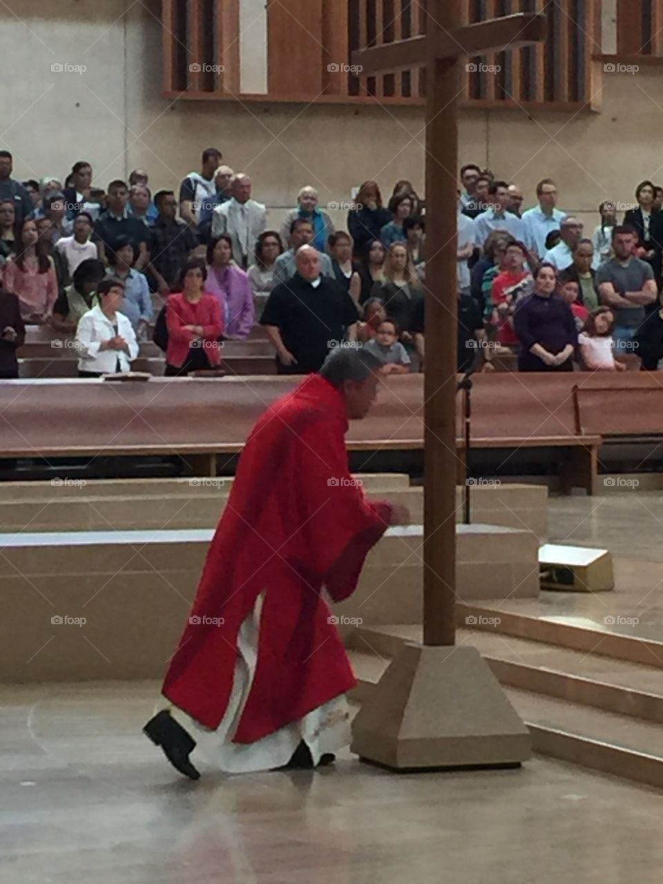 Good Friday service at the Cathedral of Our Lady of the Angeles, Los Angeles, CA