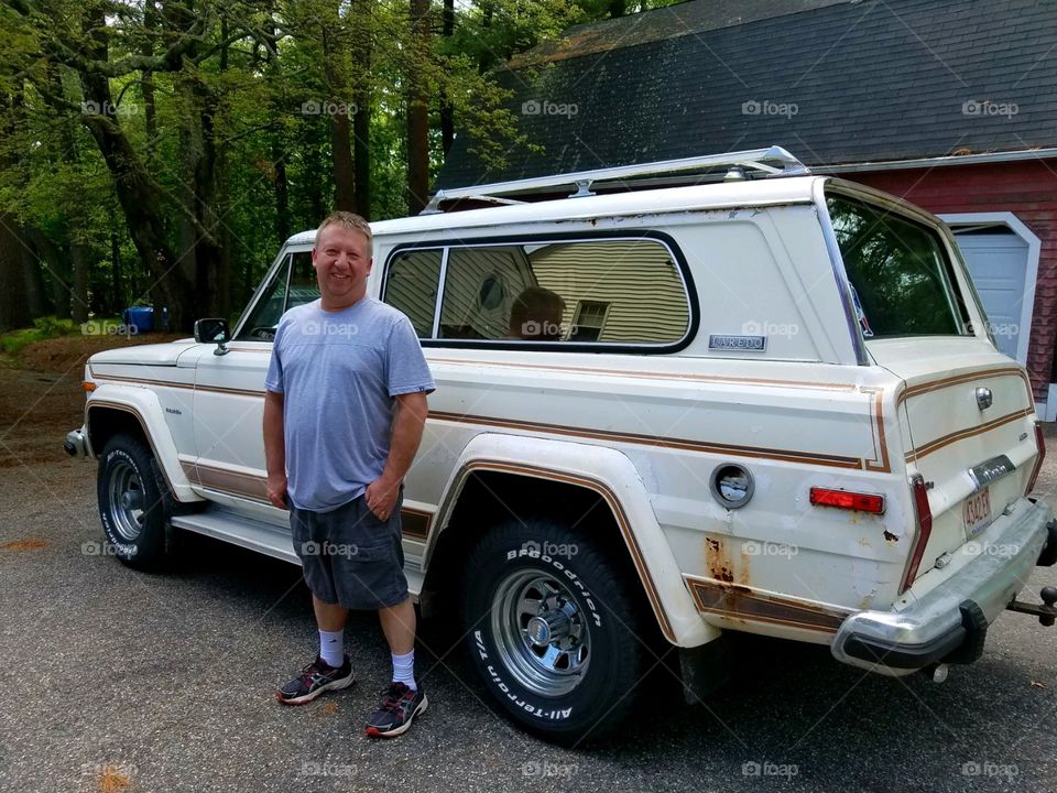 Classic Antique Jeep, original as it stands. Man restoring inside & engine parts to get him to work & back!