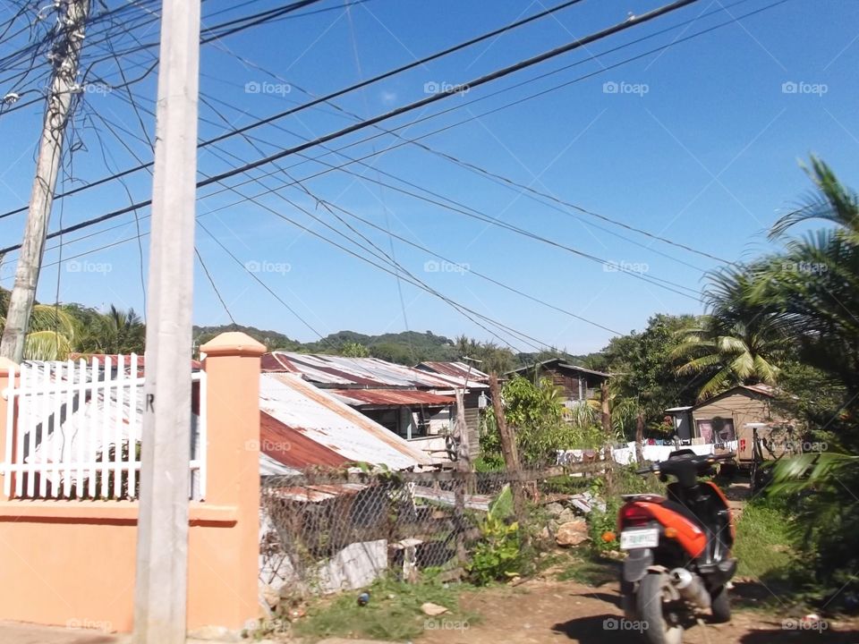 Photo from moving car traveling in Roatan, Honduras