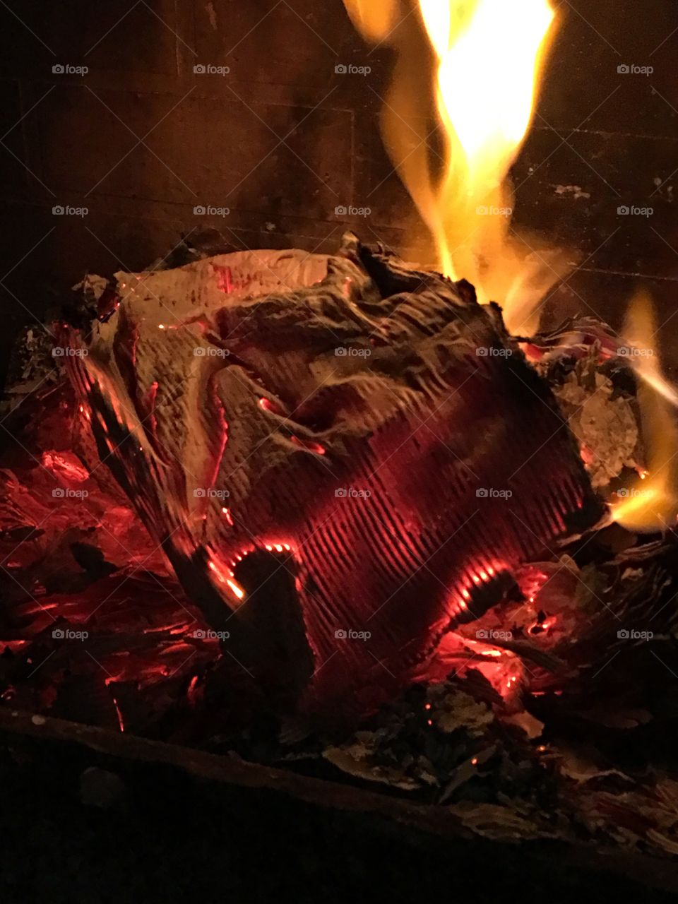 A burning pizza box - 