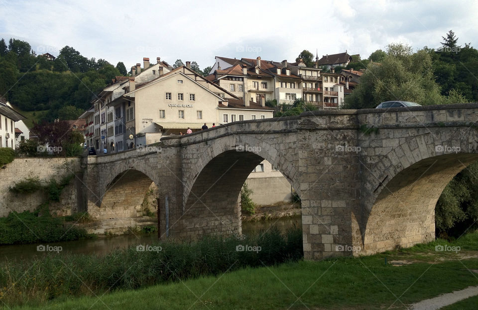 river bridge houses villages by swisstraveler