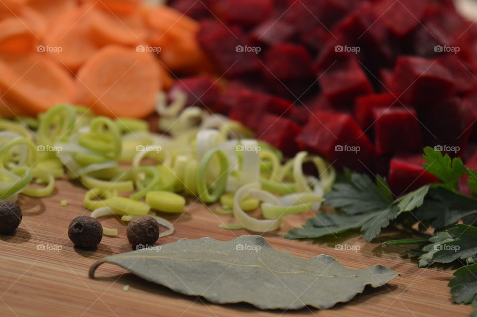 vegetables and spices to prepare a soup