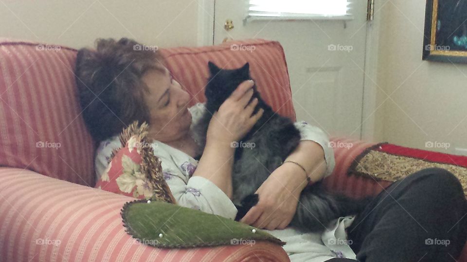 lounging with my kityy