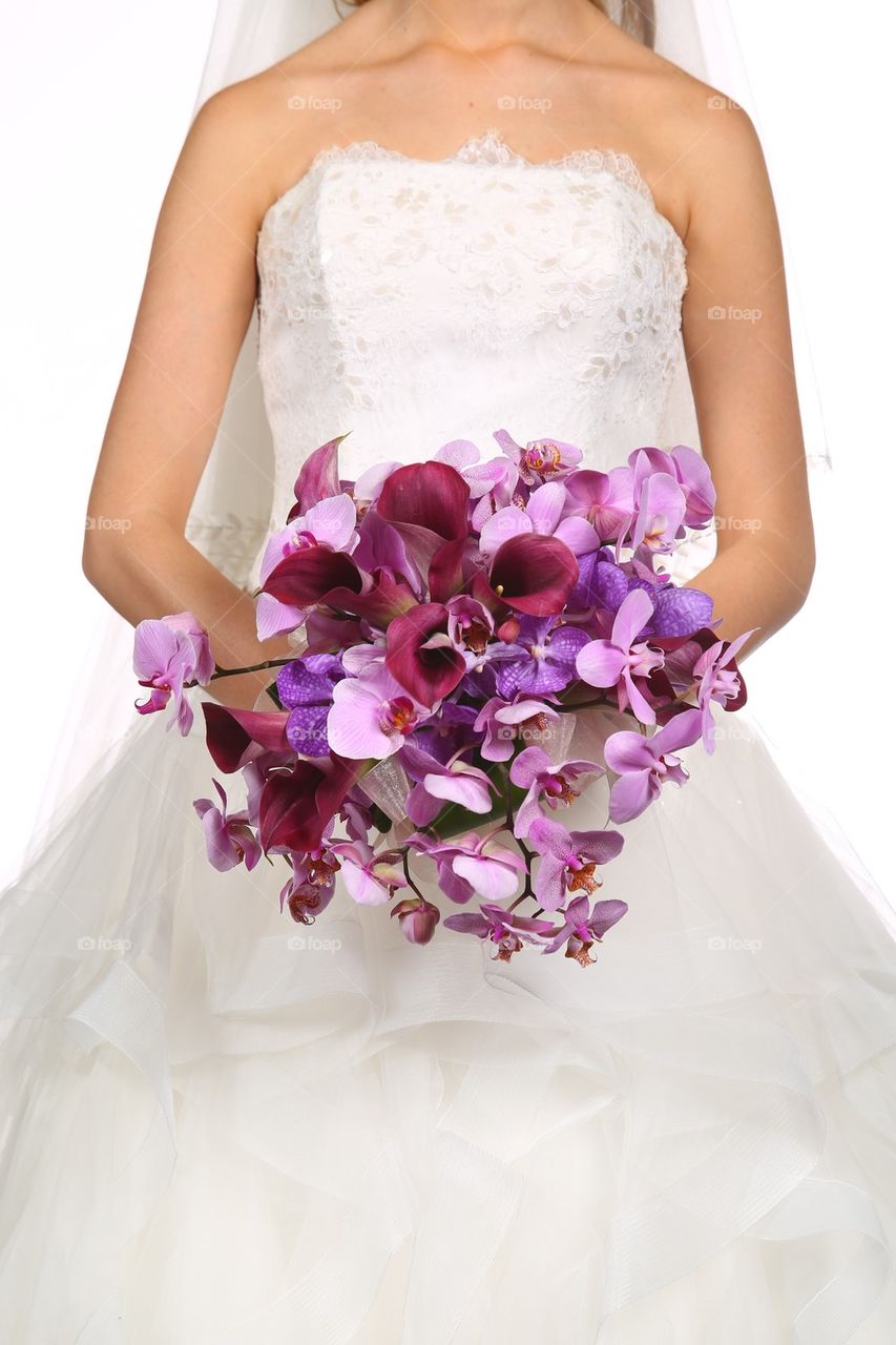 Bride and flower bouquet