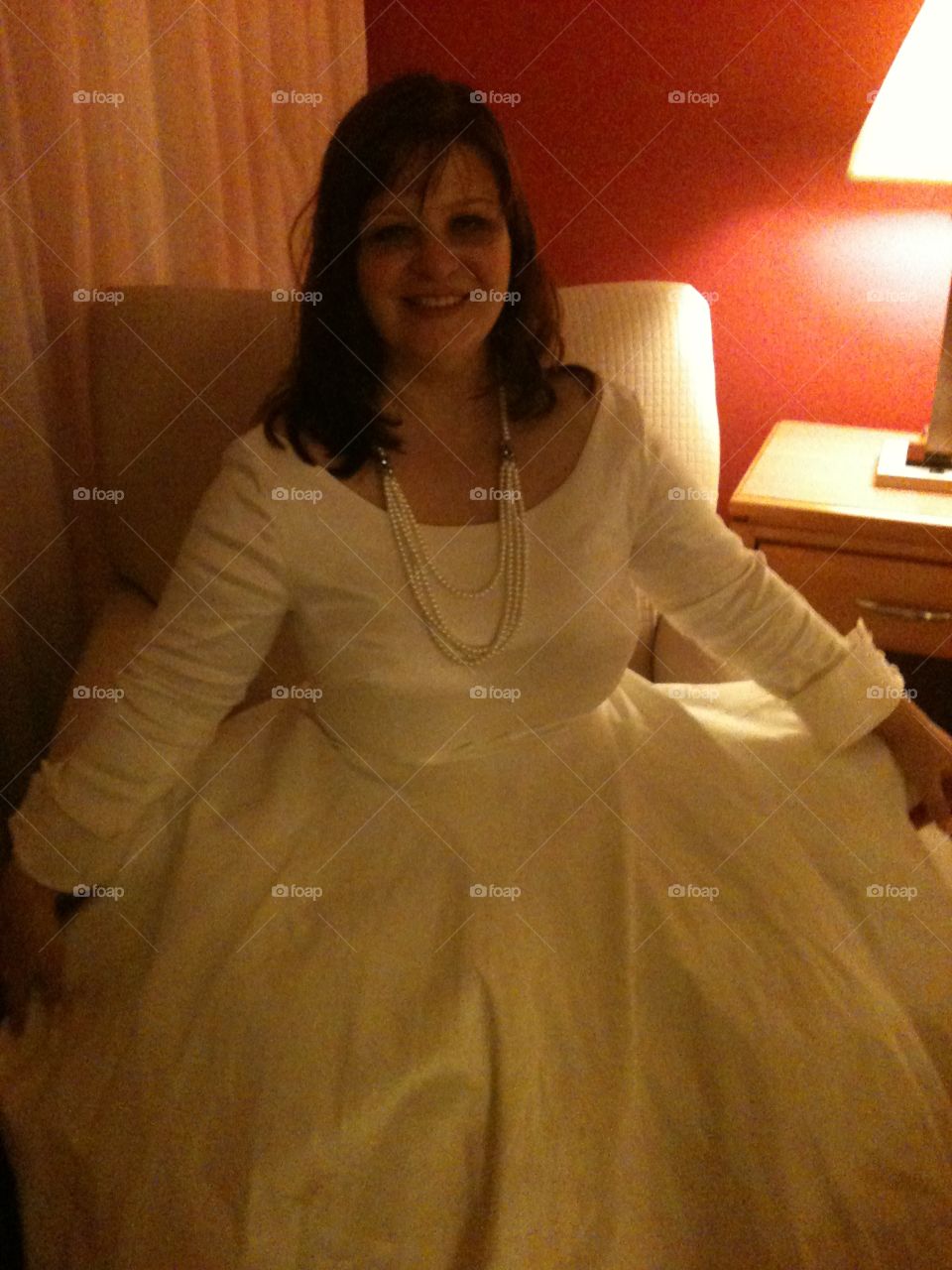 Tired but happy bride