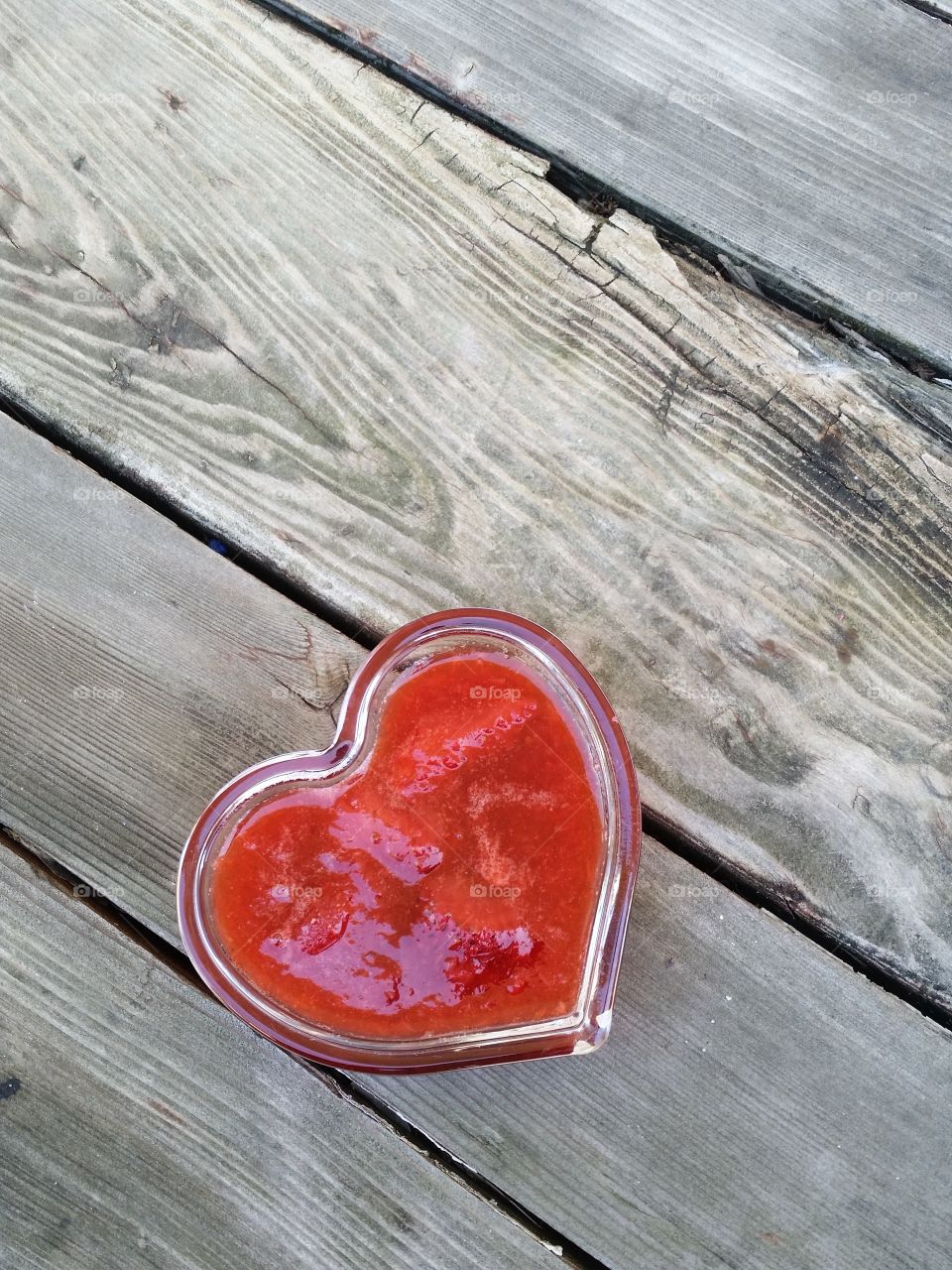 Jam on heart shape bowl