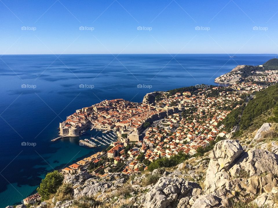 Aerial view of old town Dubrovnik, Croatia
