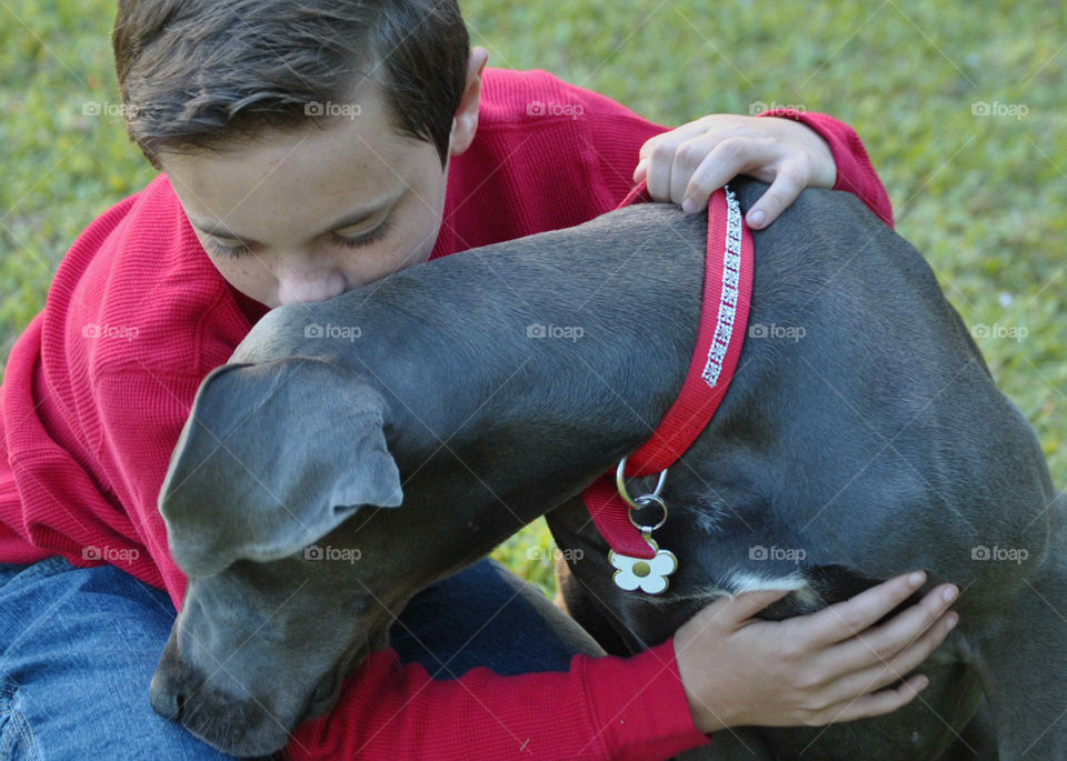 Boy and his dog. 