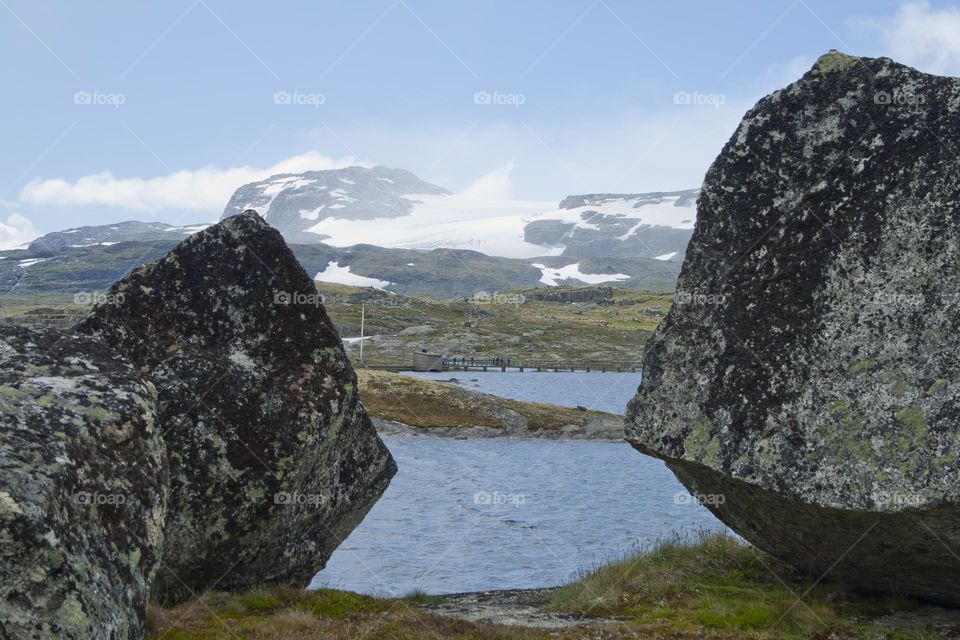 Glacier between two rocks