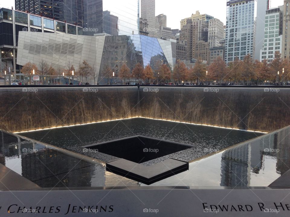 The World Trade Center Memorial with running waters 