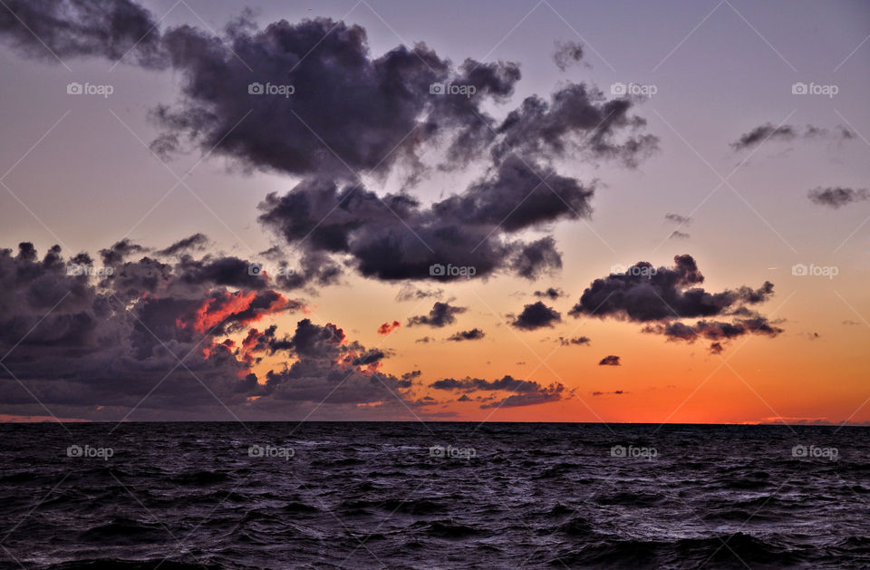 Abstract landscape of sunset over the sea.