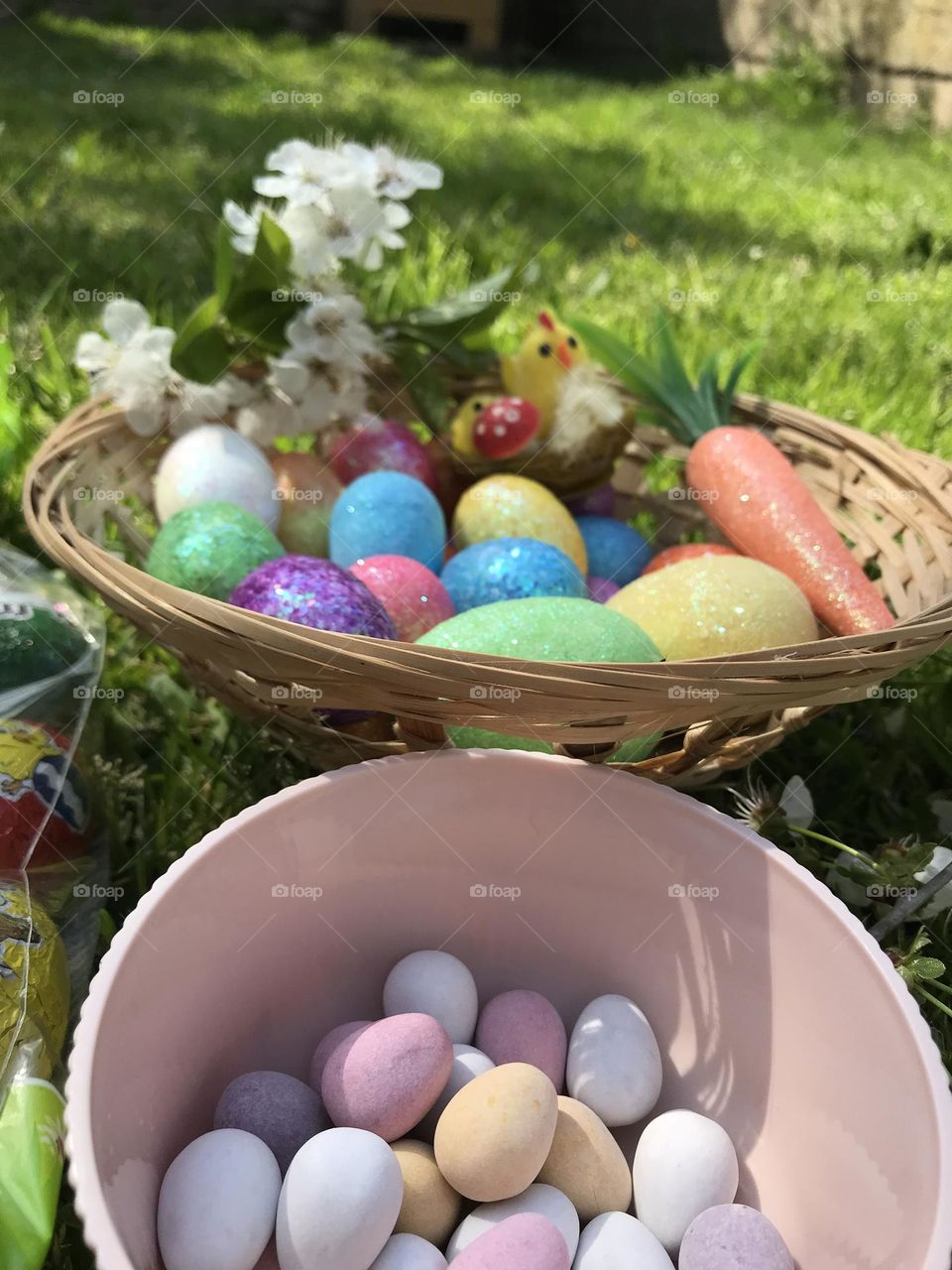 Easter basket and easter candy