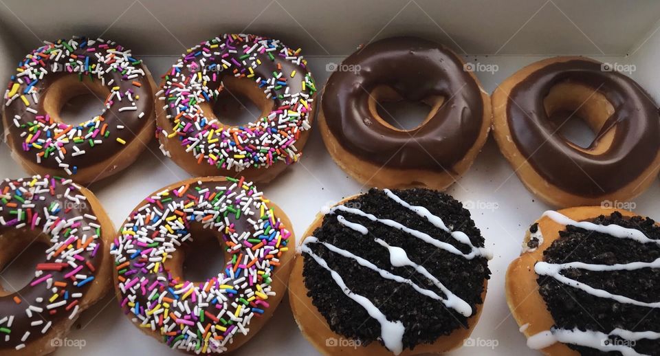 Box of delicious donuts 