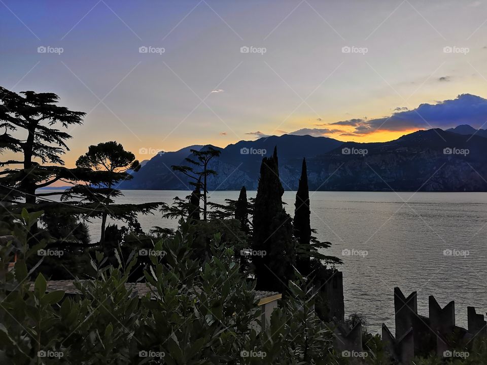 Sunset on the lake of Garda in Italy