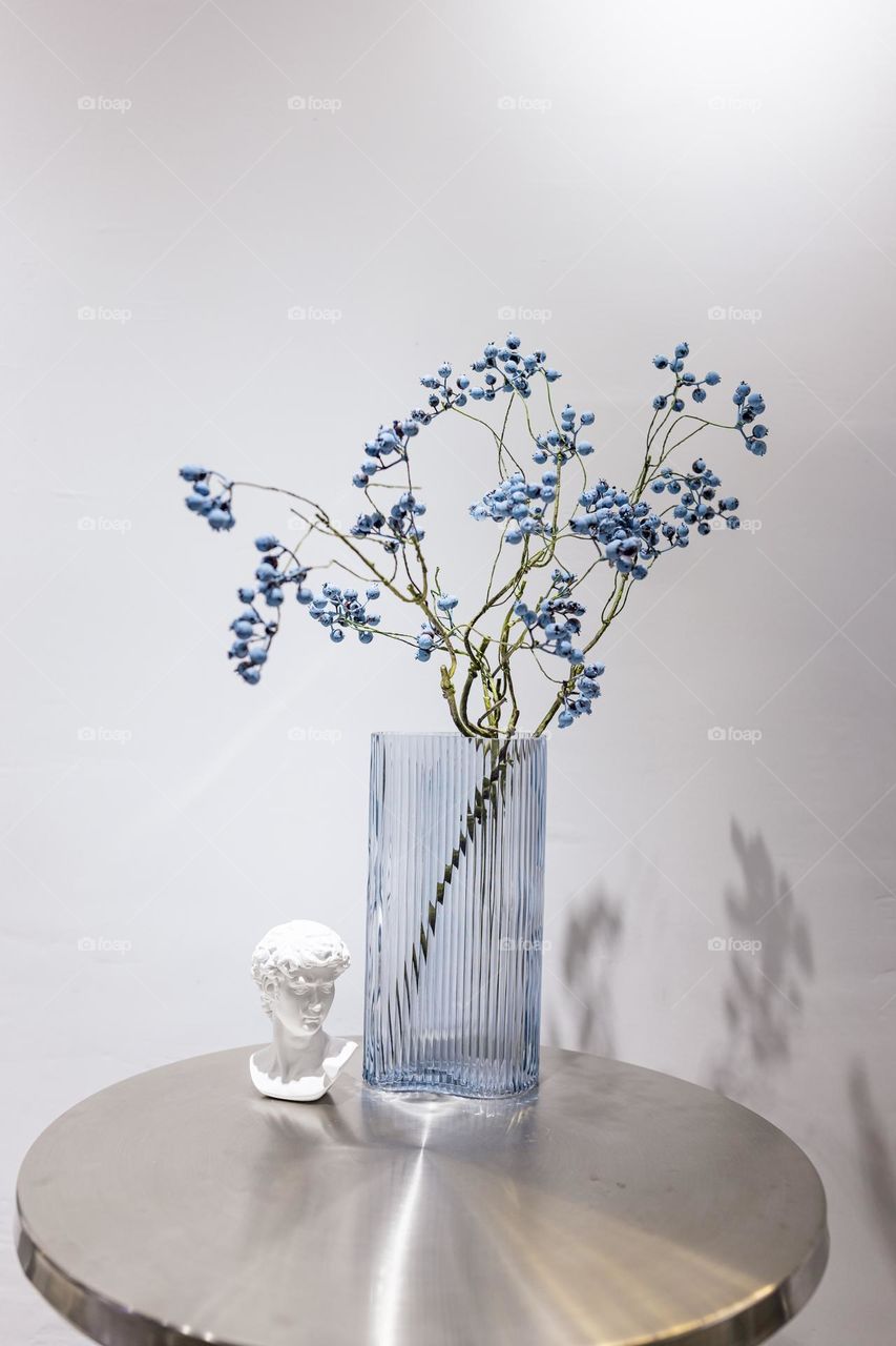 Blue flowers in vase