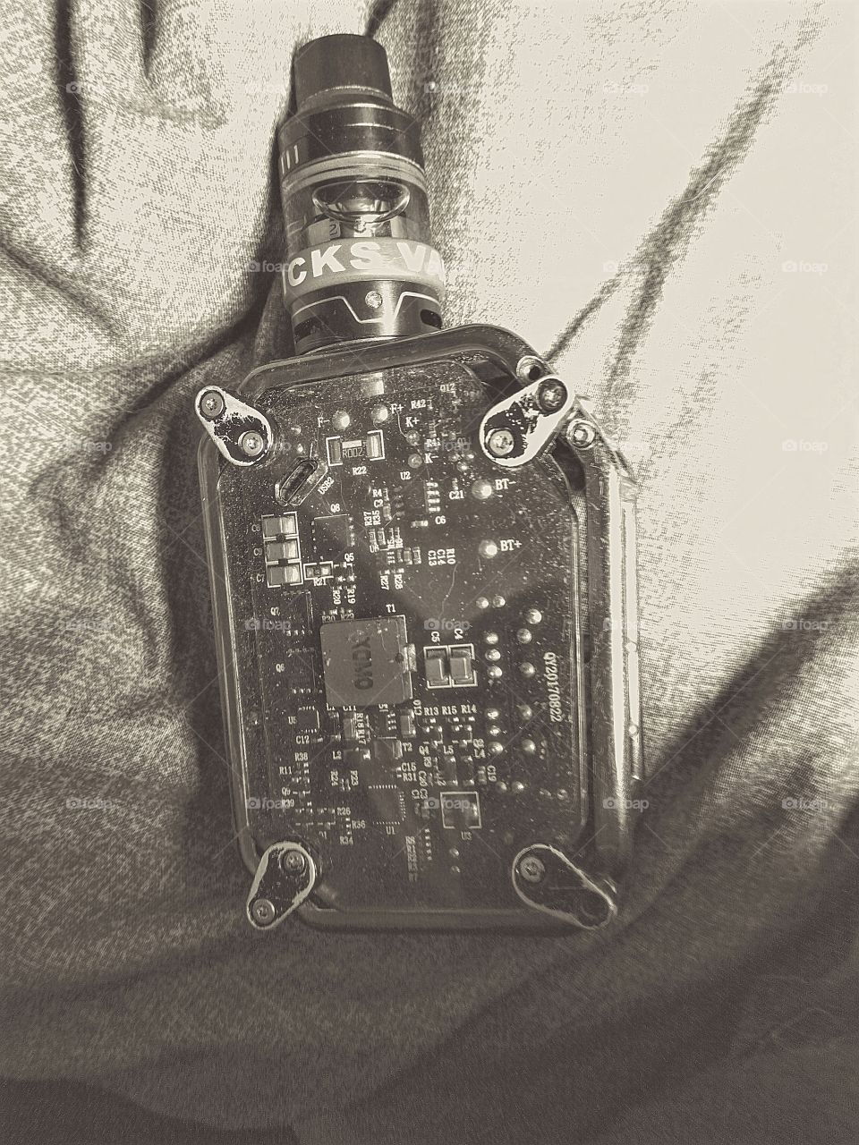 my vape in sepia tone
