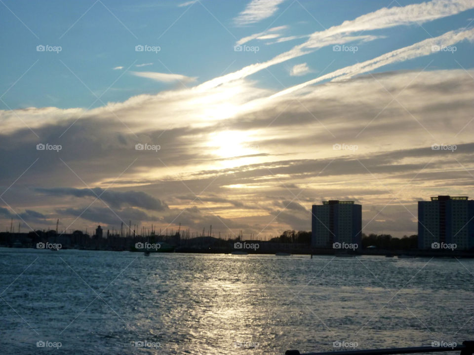 sunset sea portsmouth harbour by lizajones