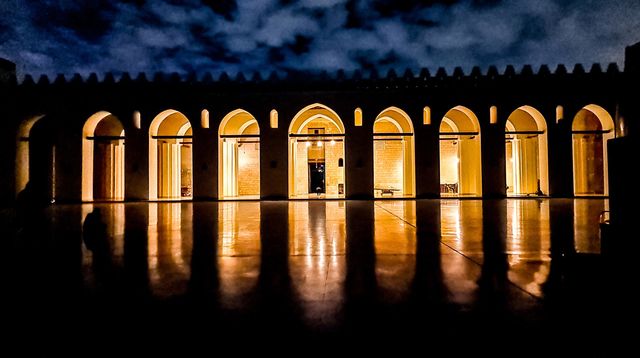 mosque lights at night
