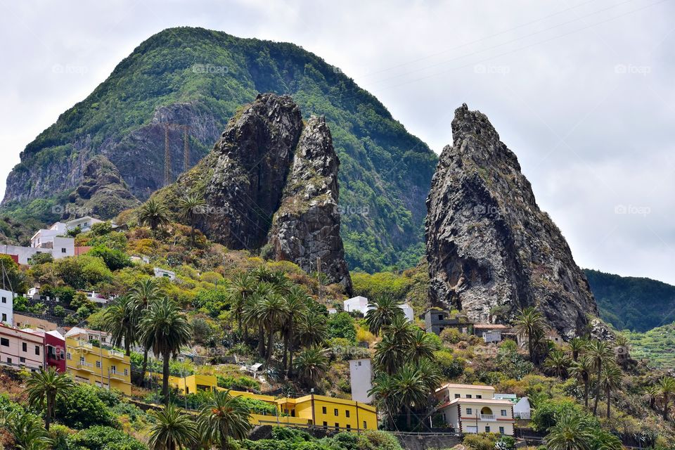 mountain village and rocks on la gomera canary island in Spain