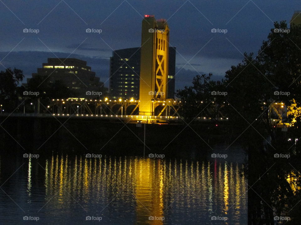 night time  Sacramento riverfront