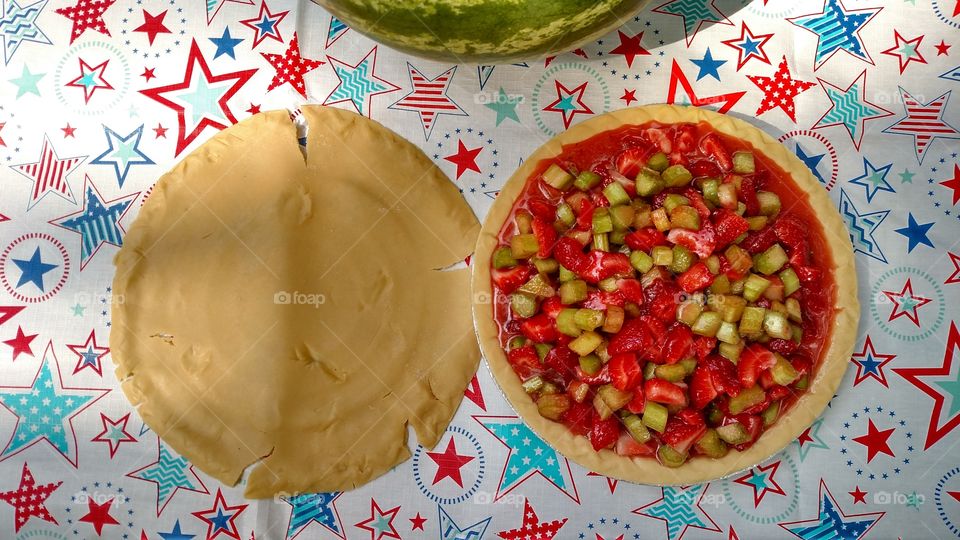 Strawberry rhubarb pie is 4th of July favorite dessert