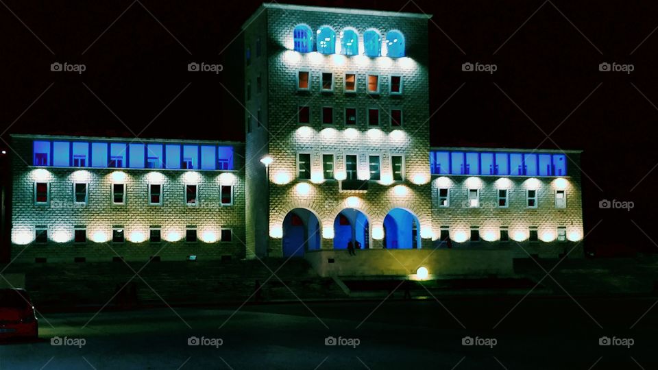 Tirana University by Night