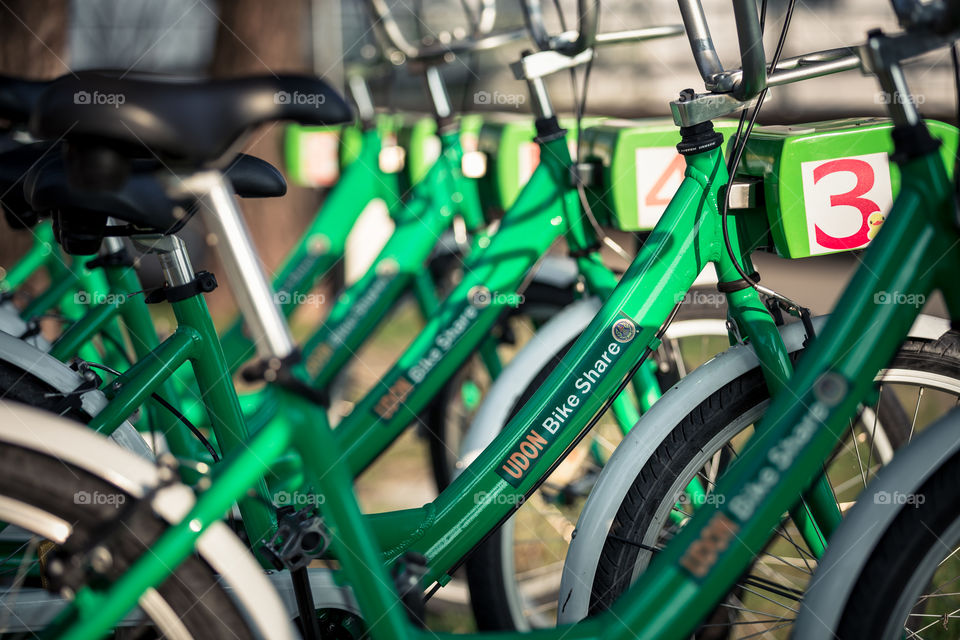 Bike for rent station in the park 