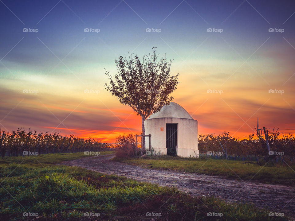 Trullo in Worms-Hersheim during sunset