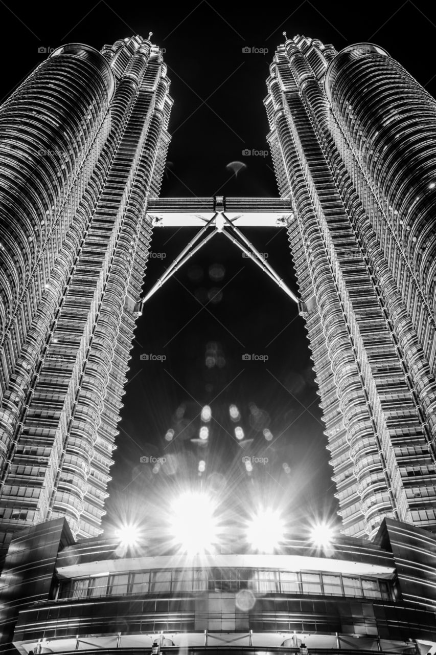 PTT in BW. Petronas Twin Towers in Blac and White