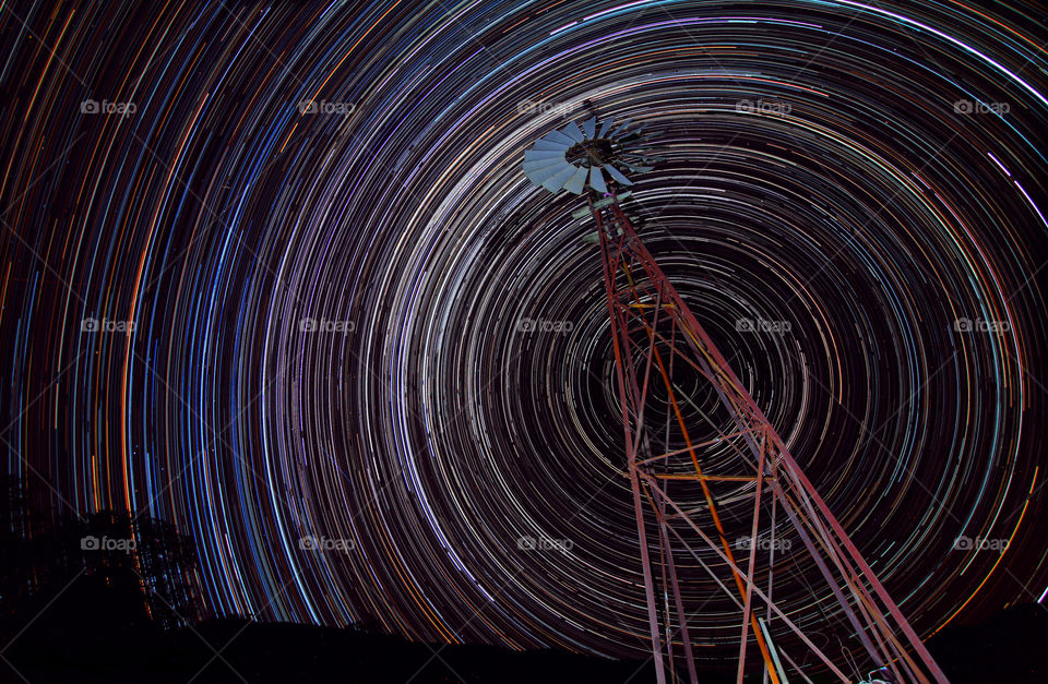 A star trail capturing a night in rural Victoria. What a view the windmill gets!