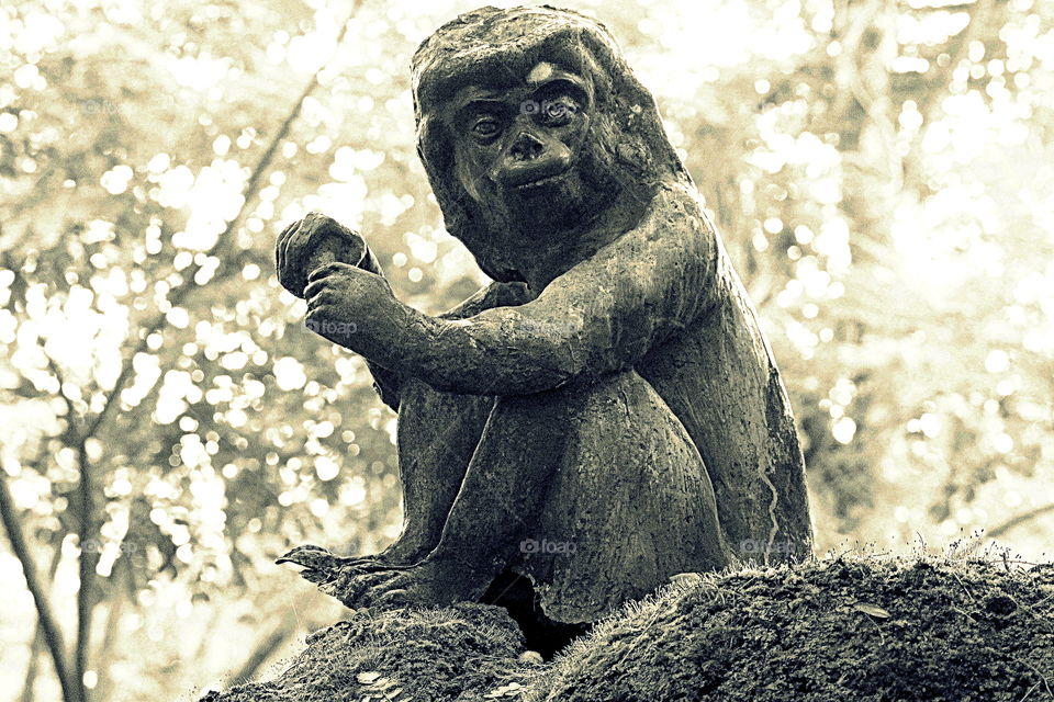 A strange statue of a fool - at Big Foot Museum, Loutolim, Goa