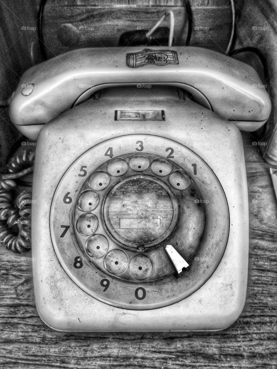 Close-up of a old vintage telephone